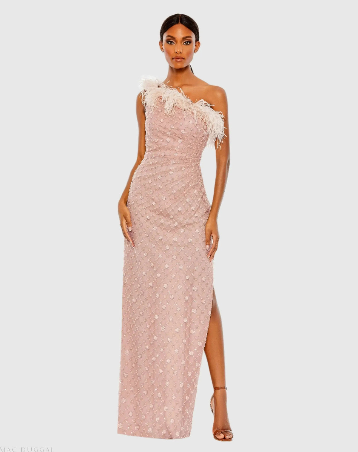 Women's Dress One Shoulder - Ostrich Feathers