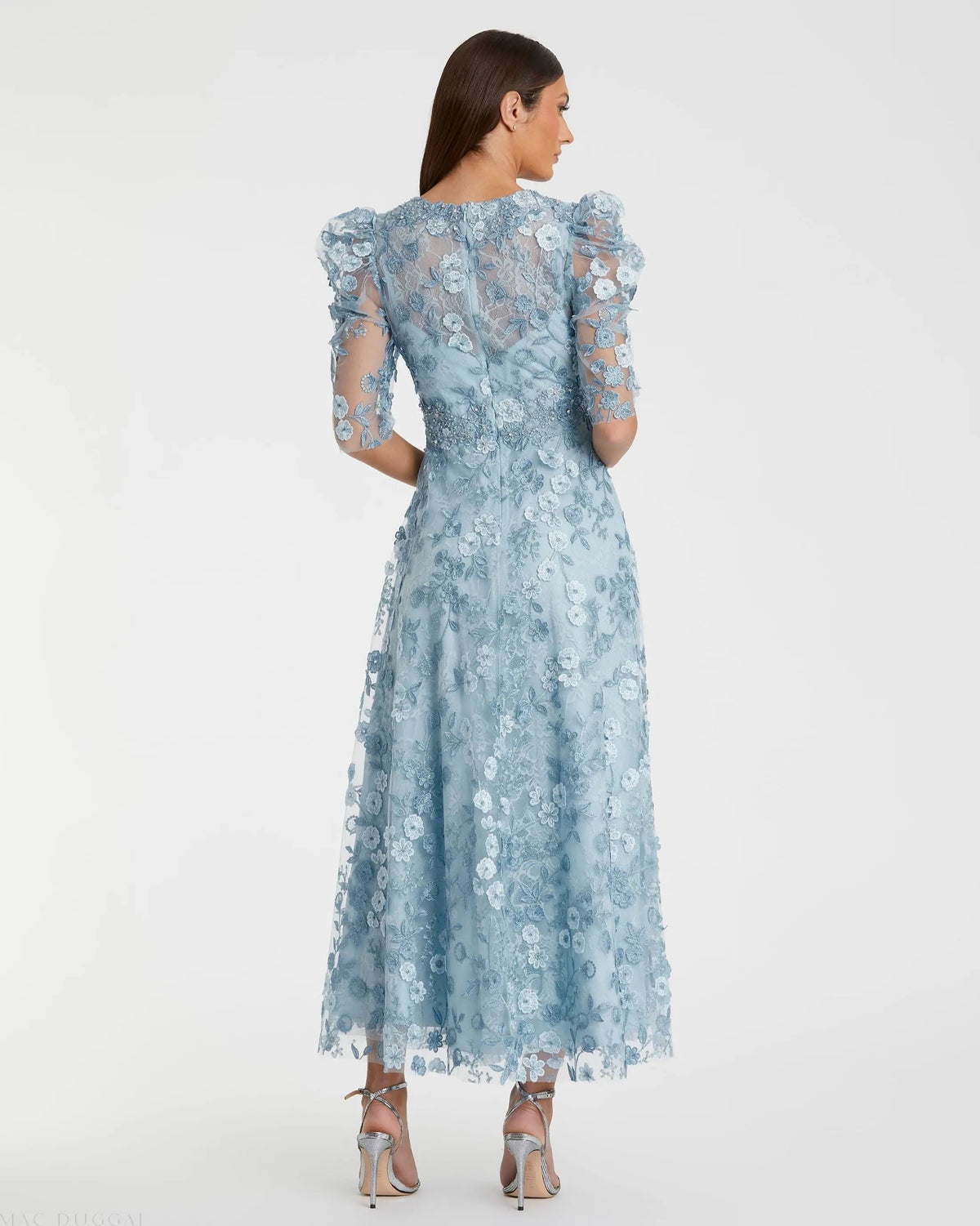 Women's Blue Dress - Blue Lace Floral