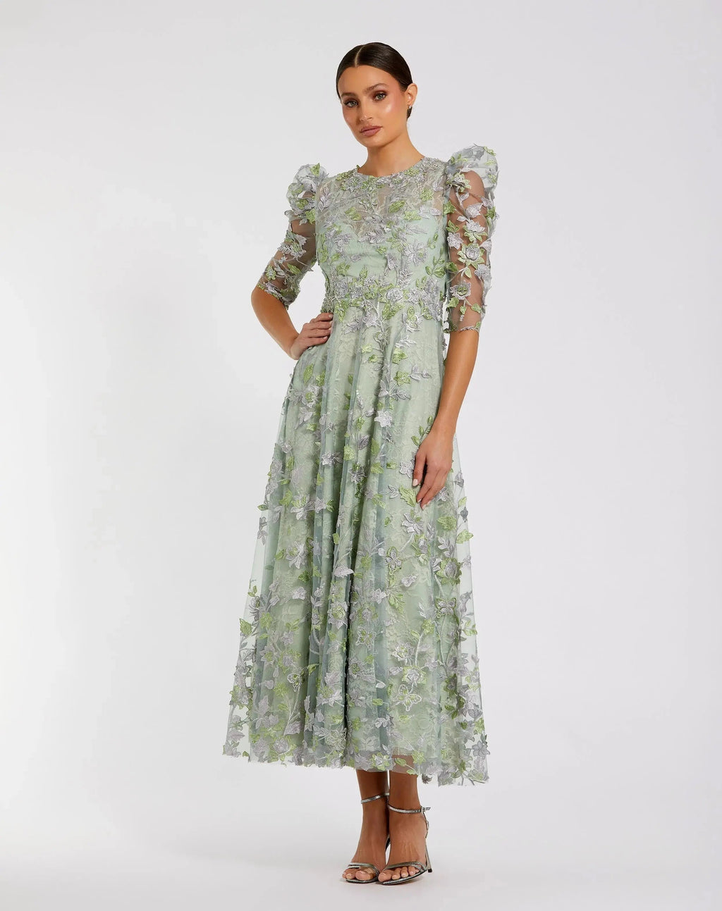Women's Green Dress - Green Lace Floral