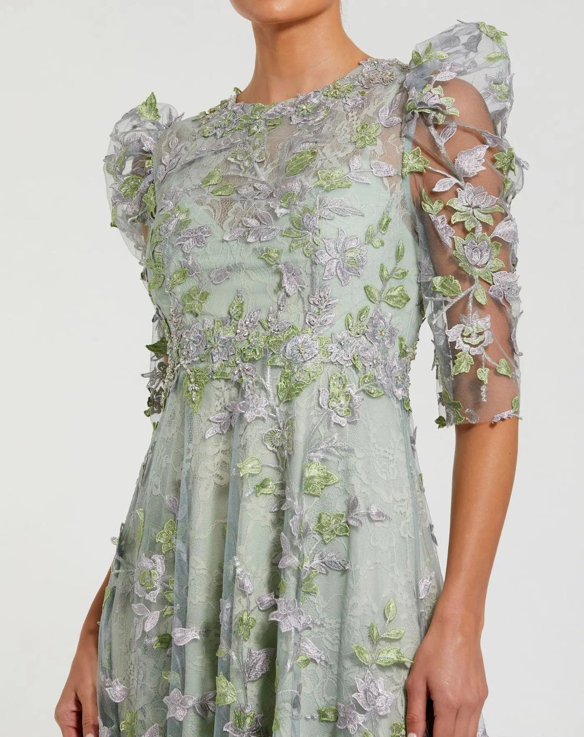 Women's Green Dress - Green Lace Floral