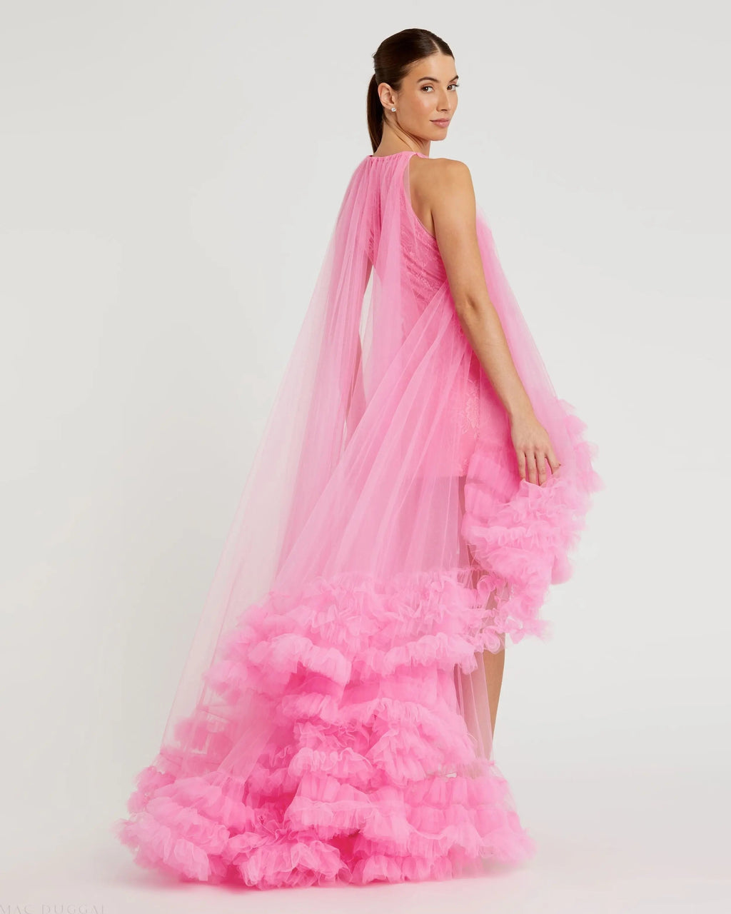 Women's Pink Dress Sleeveless - Pink Lace Ruffle