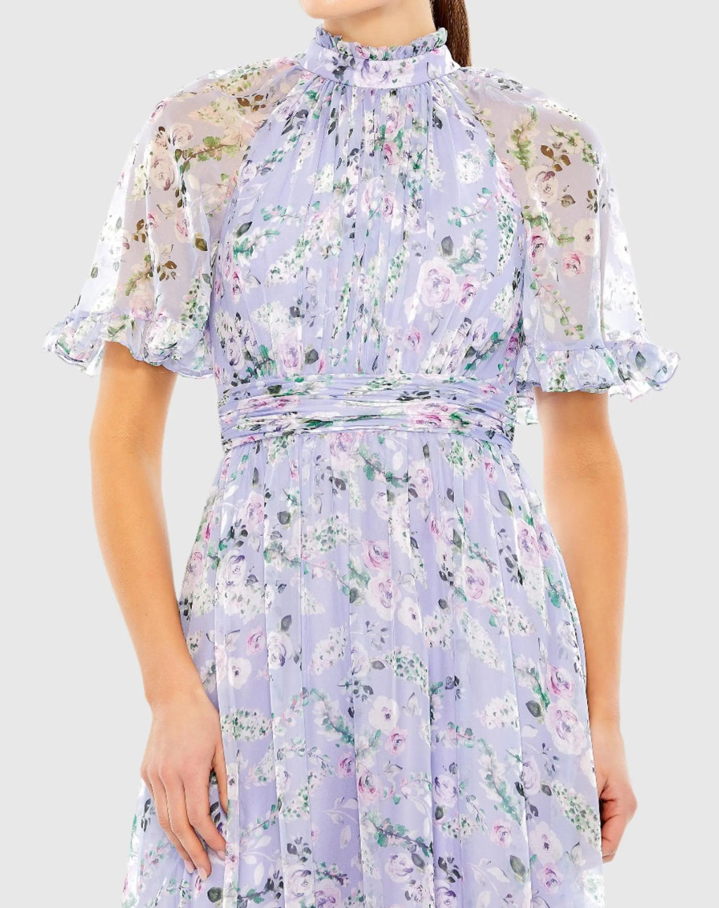 Women's Purple Dress Floral - Purple Ruffle Chiffon