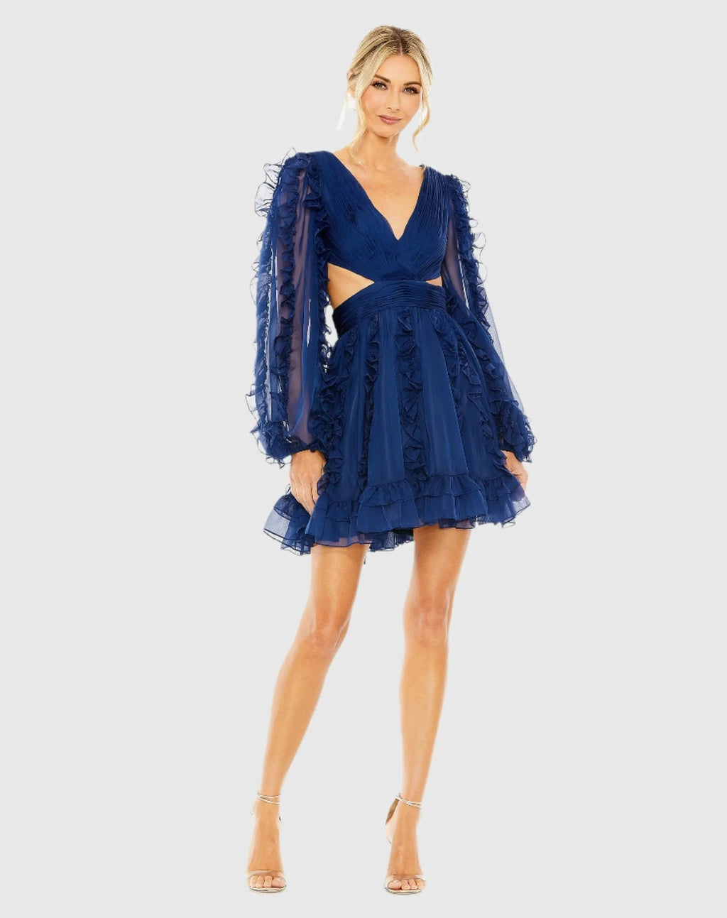 Women's Navy Dress - Navy Lace Ruffle