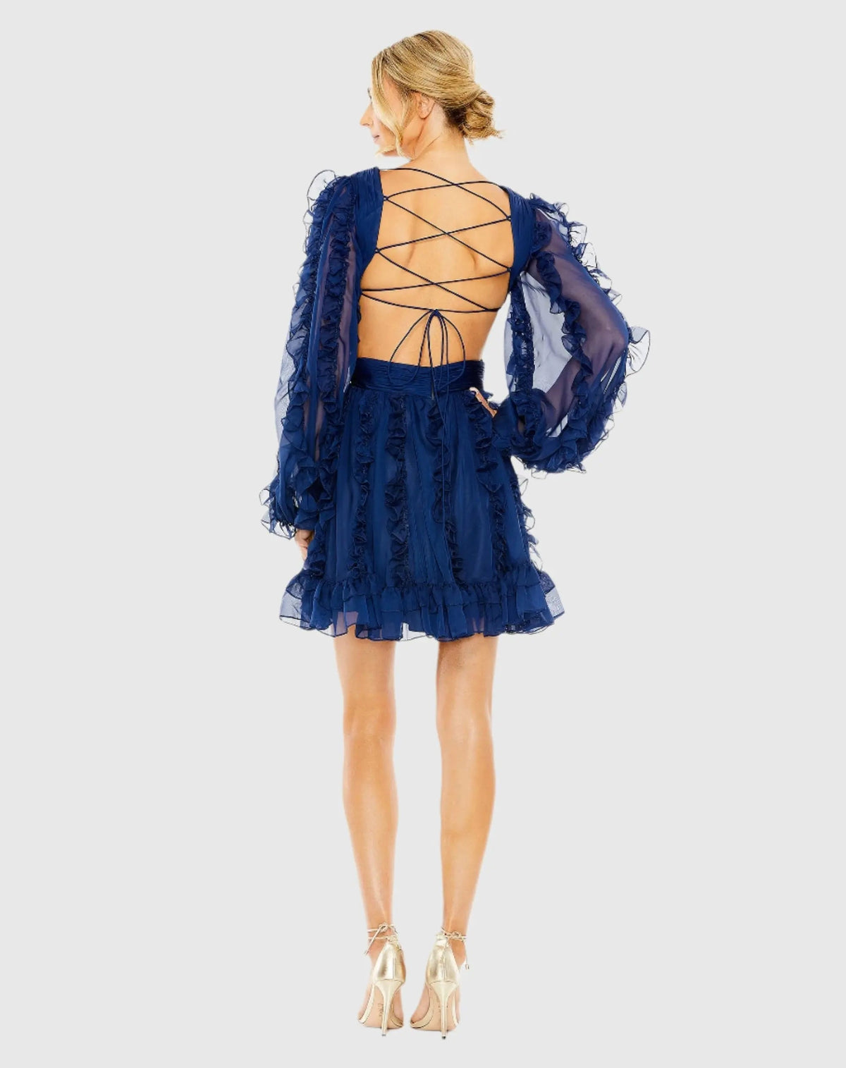 Women's Navy Dress - Navy Lace Ruffle