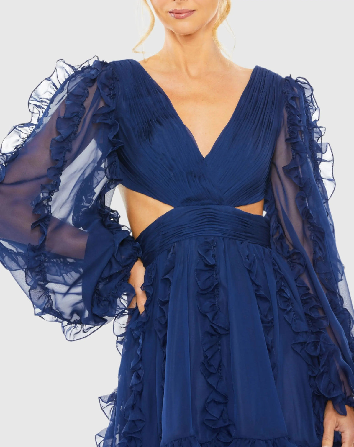 Women's Navy Dress - Navy Lace Ruffle