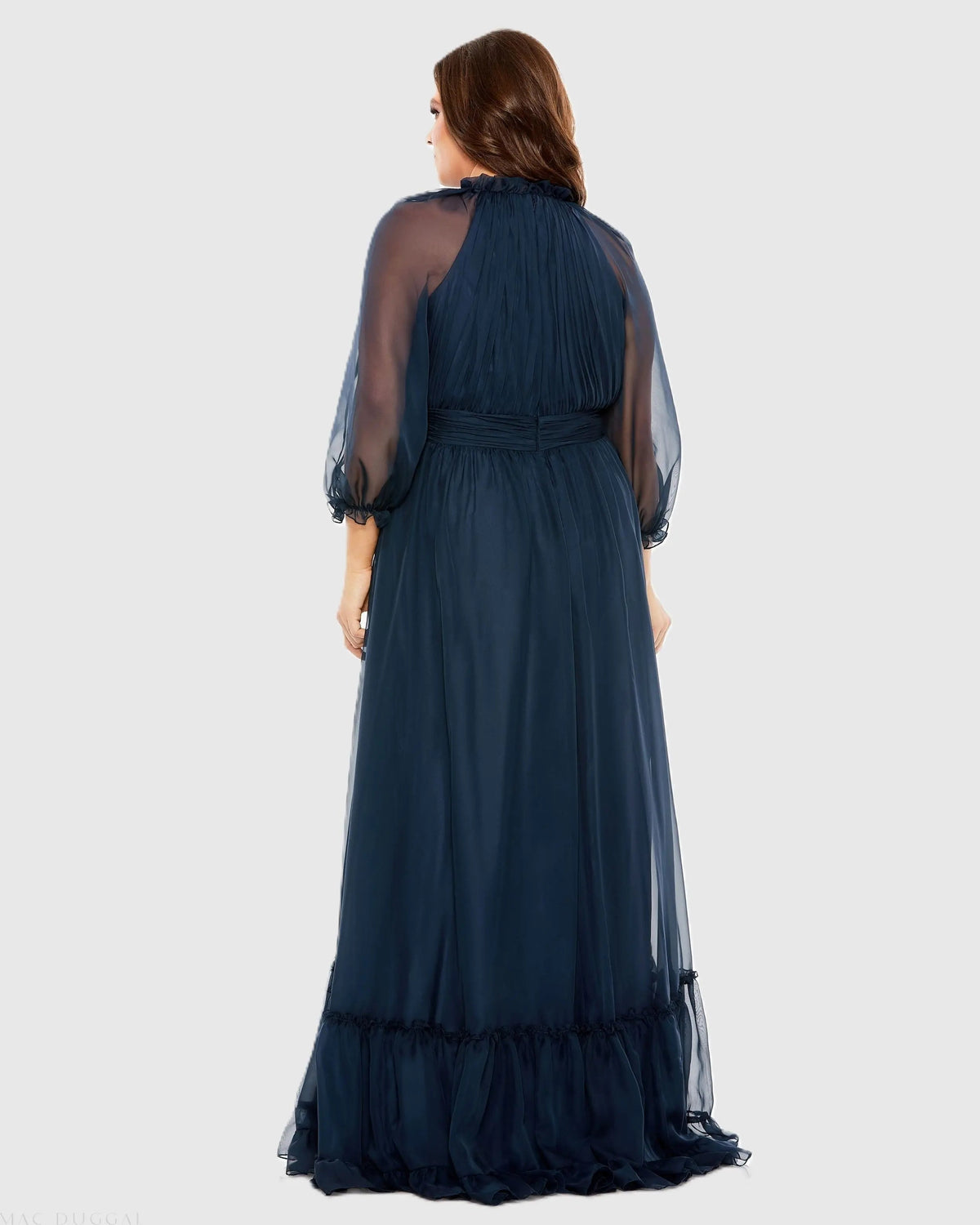 Women's Navy Dress - Navy Ruffle Pleated