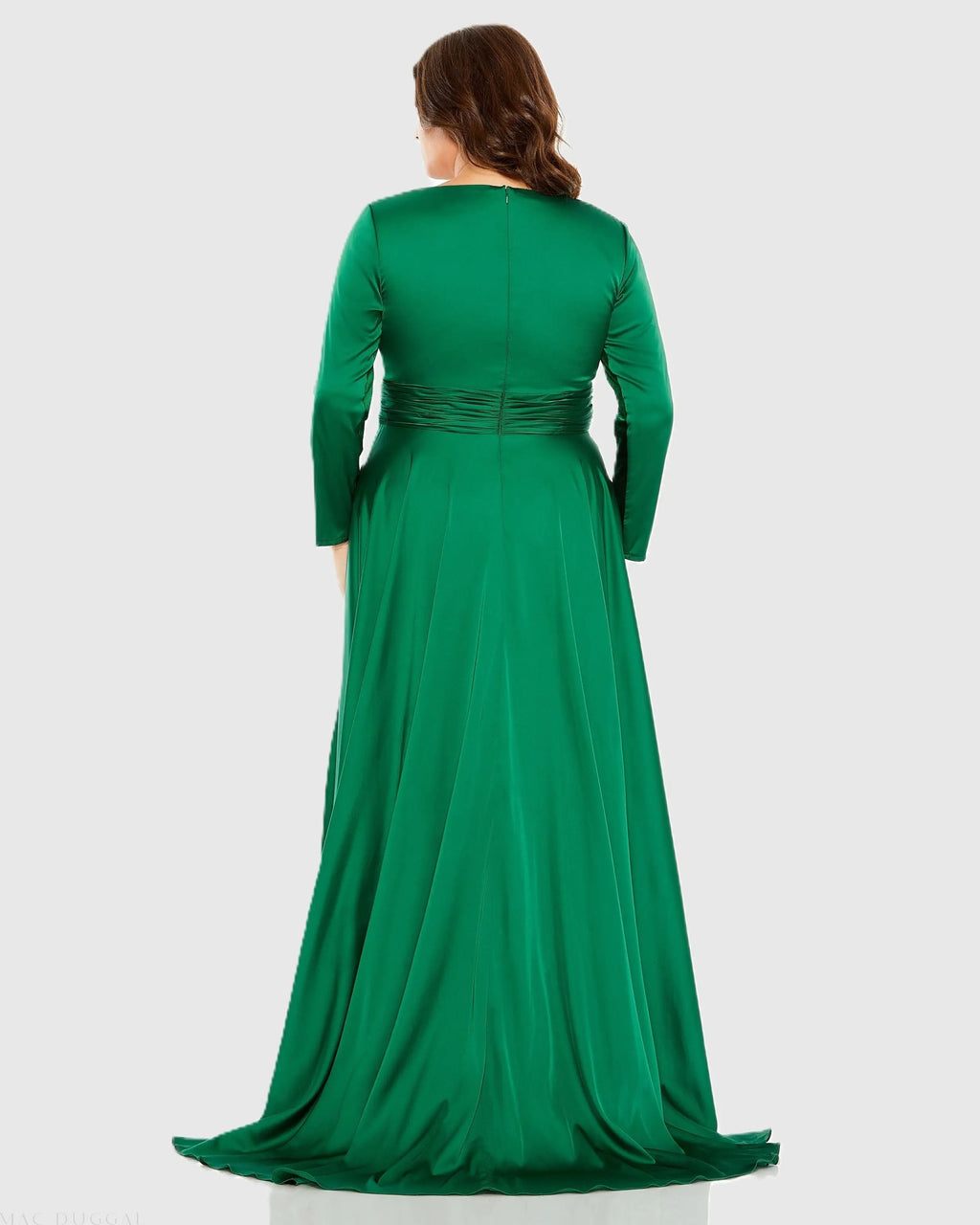 Women's Green Dress - Green Satin Ruched