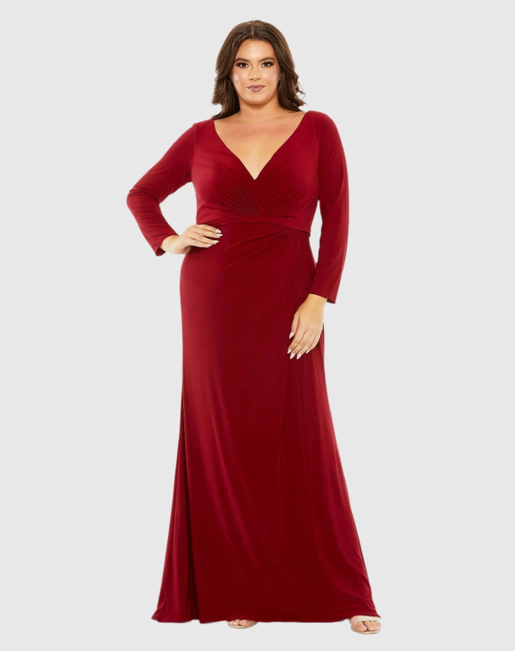 Women's Red Dress - Red Ruched