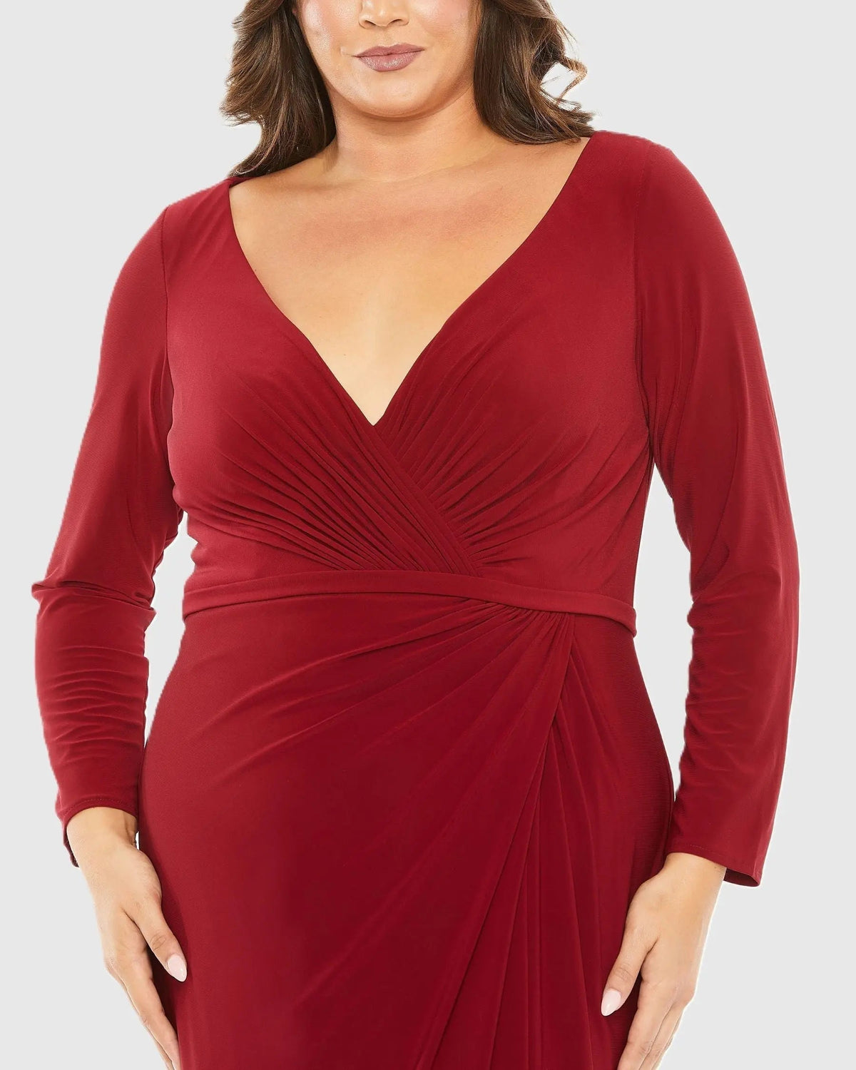 Women's Red Dress - Red Ruched