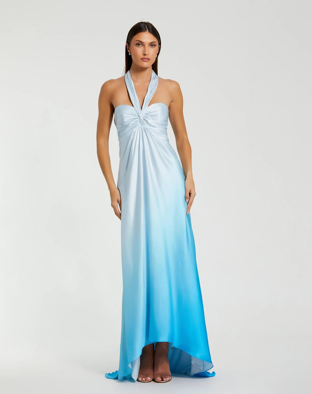 Women's Blue Dress Halter - Red Satin