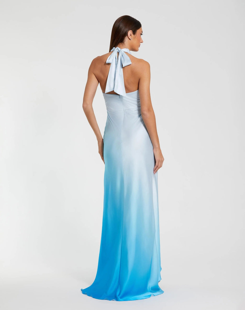 Women's Blue Dress Halter - Red Satin