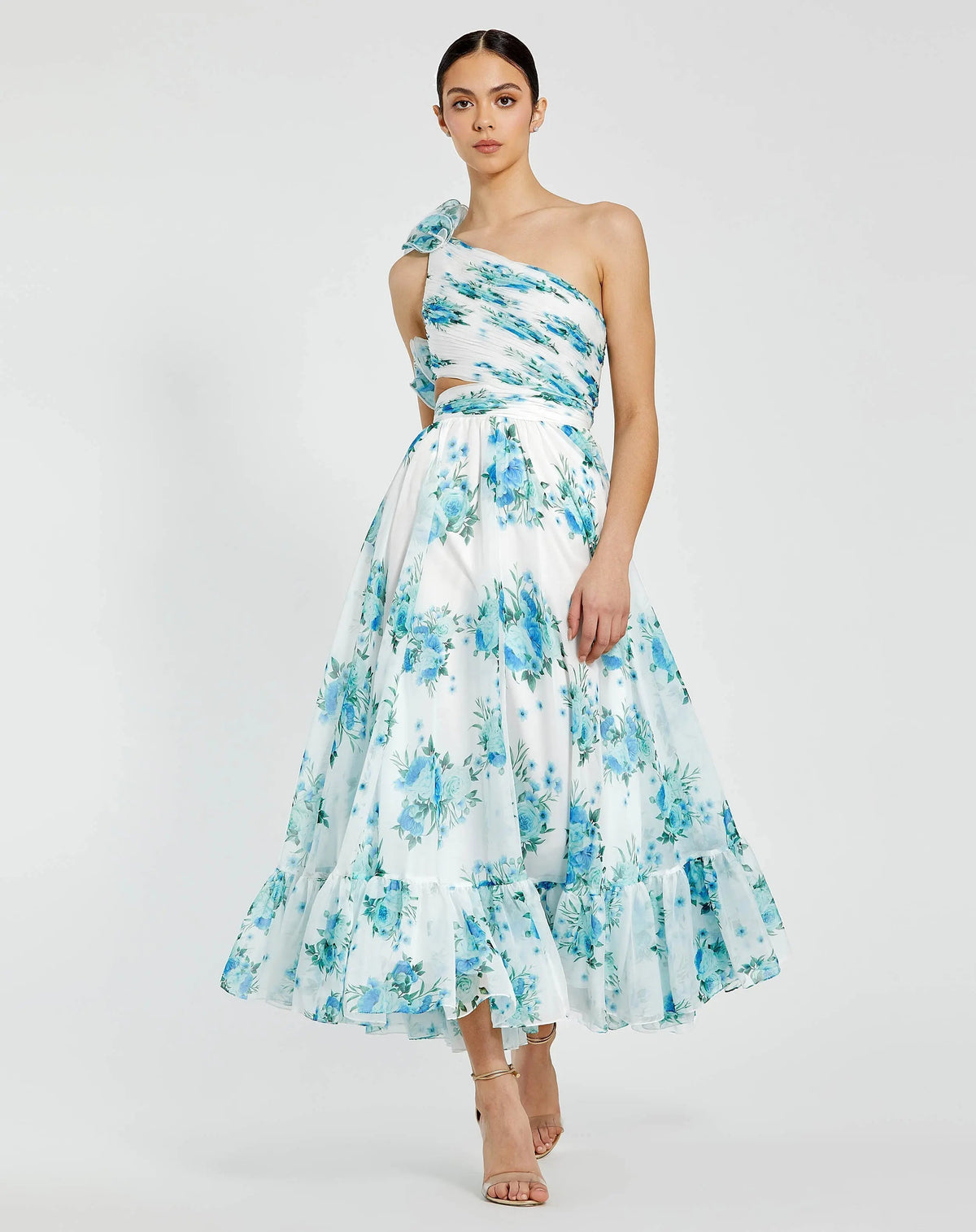 Women's White Midi Dress One Shoulder