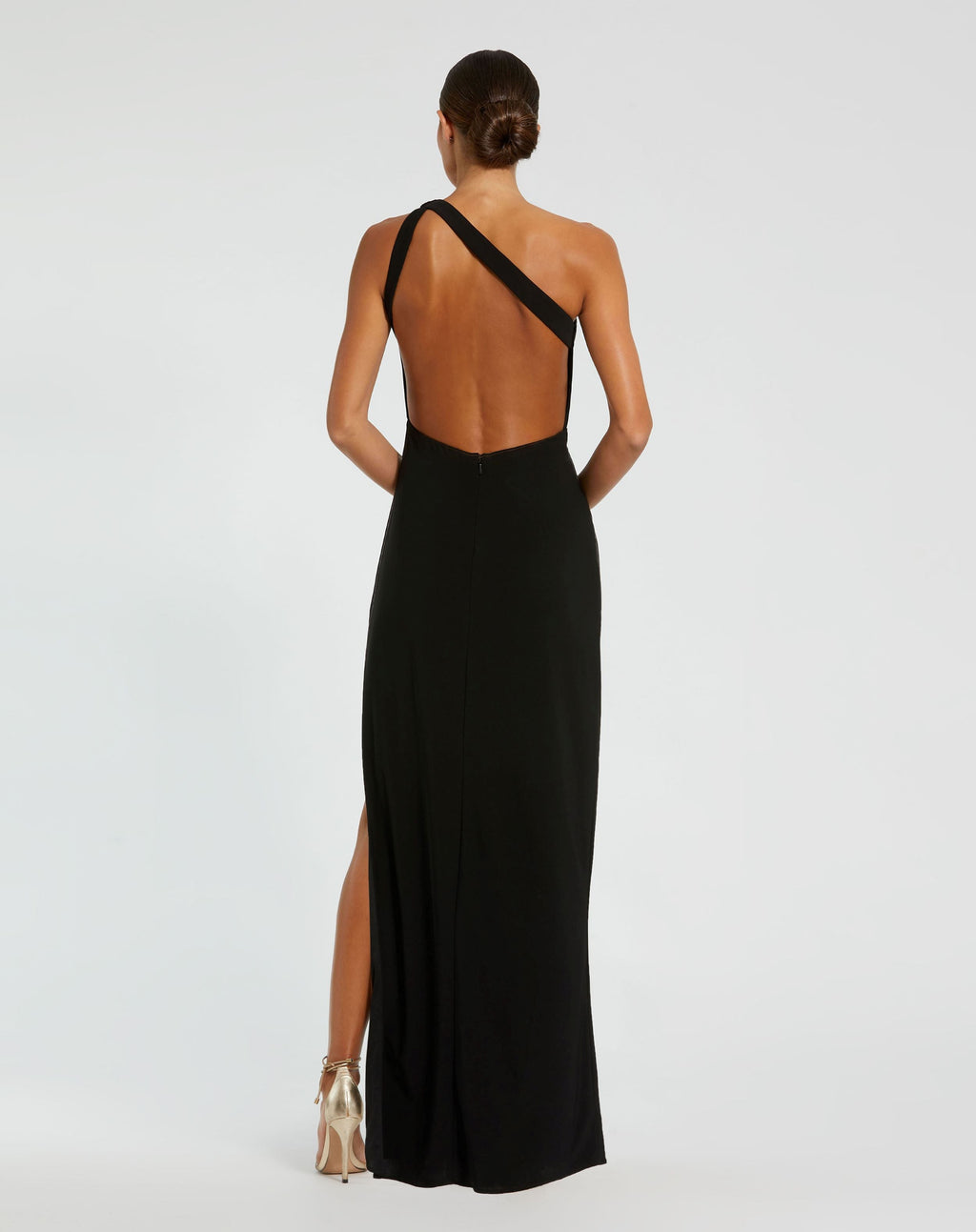 Women's Black Dress One Shoulder - Black One-Shoulder Asymmetrical