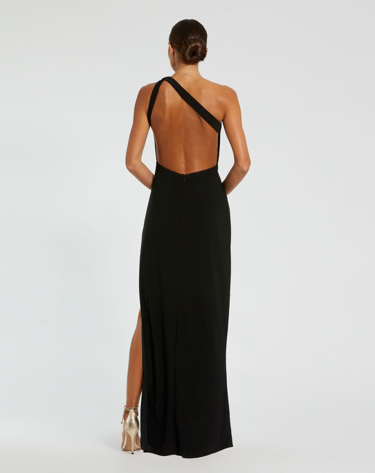 Women's Black Dress One Shoulder - Black One-Shoulder Asymmetrical