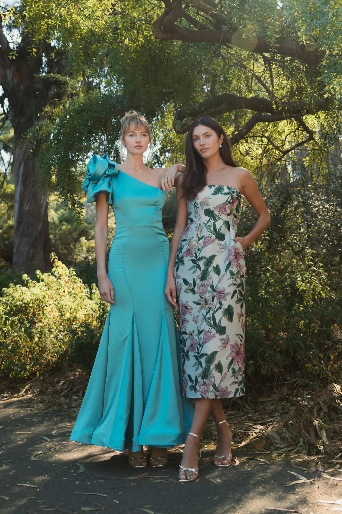 Women's Green Dress Satin One Shoulder