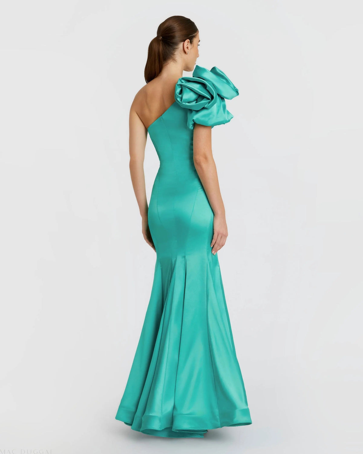 Women's Green Dress Satin One Shoulder