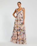 Women's Pink Dress Floral Sleeveless - Pink Ruched Ruffle