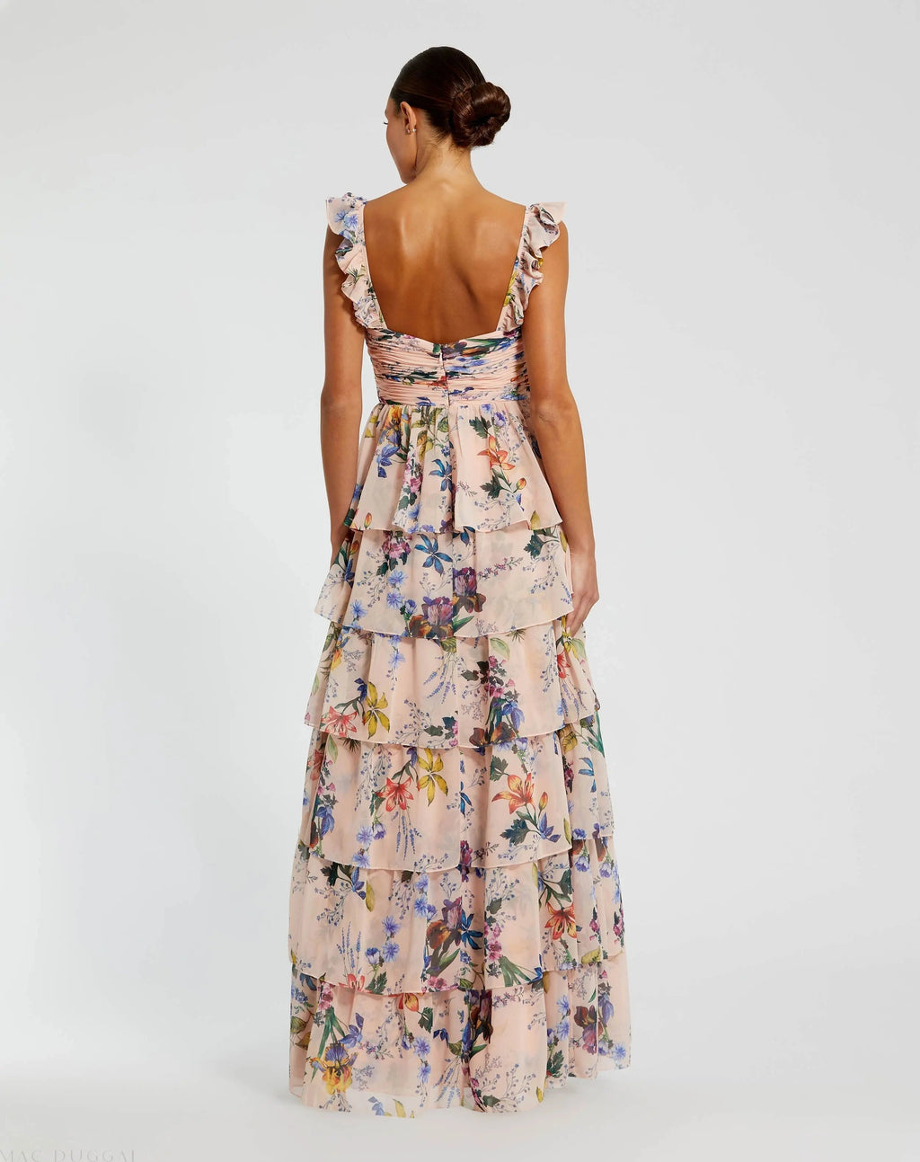 Women's Pink Dress Floral Sleeveless - Pink Ruched Ruffle