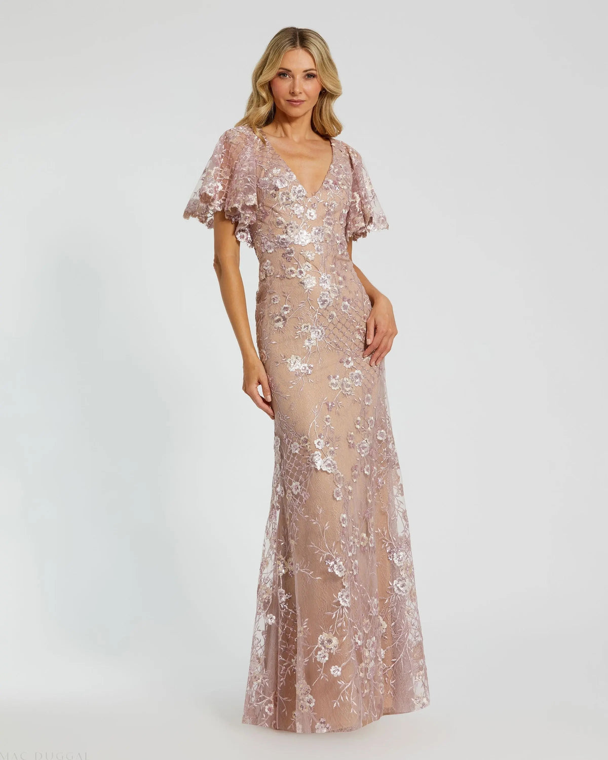 Women's Pink Dress Lace - Black Sequin Floral