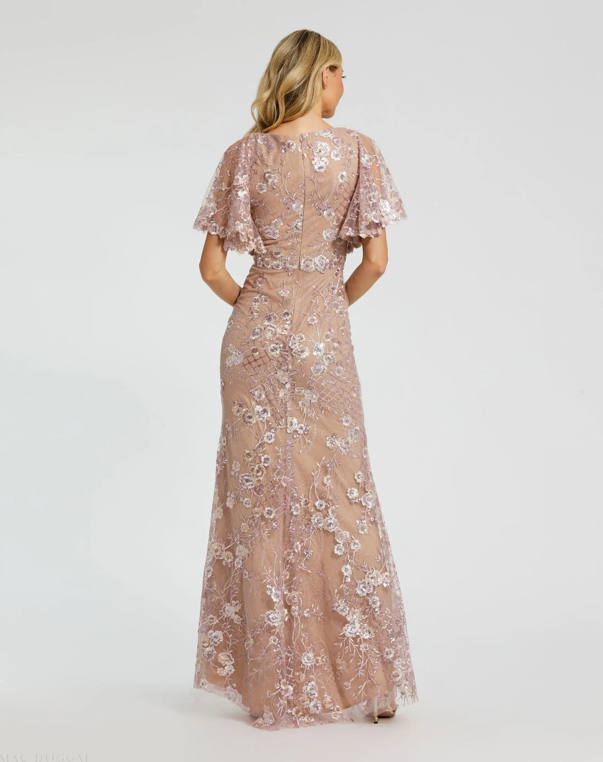 Women's Pink Dress Lace - Black Sequin Floral