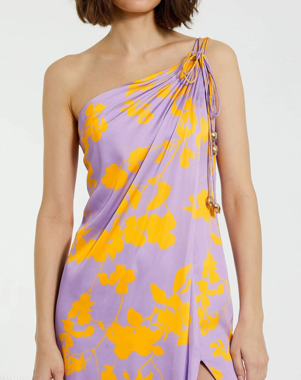 Women's Purple Maxi Dress Floral One Shoulder
