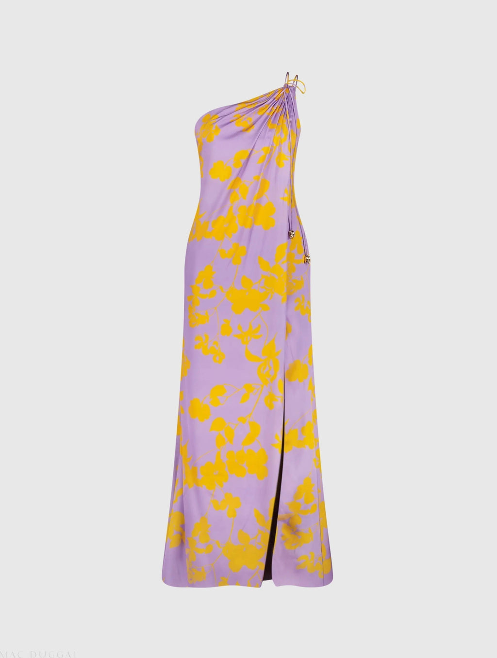 Women's Purple Maxi Dress Floral One Shoulder