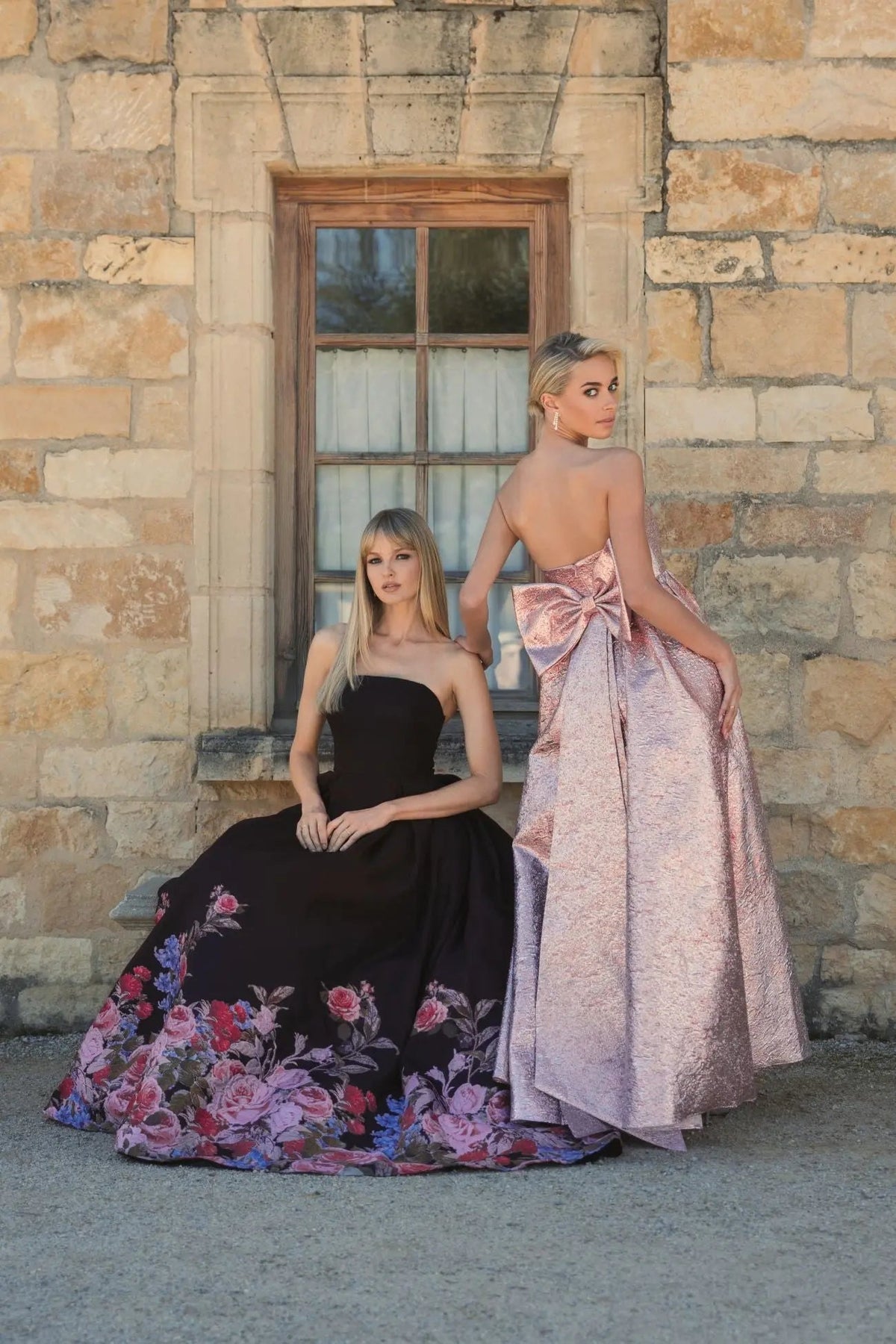 Women's Black Dress Floral Strapless - 11970