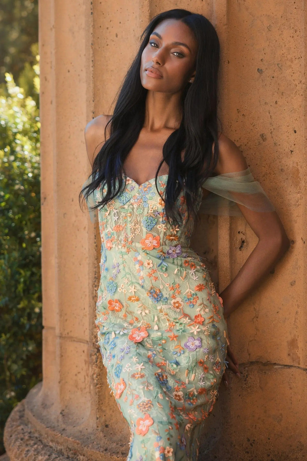 Women's Green Dress Floral - Black