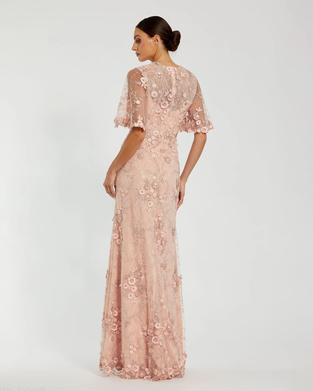Women's Pink Dress Floral - Black Lace Mesh