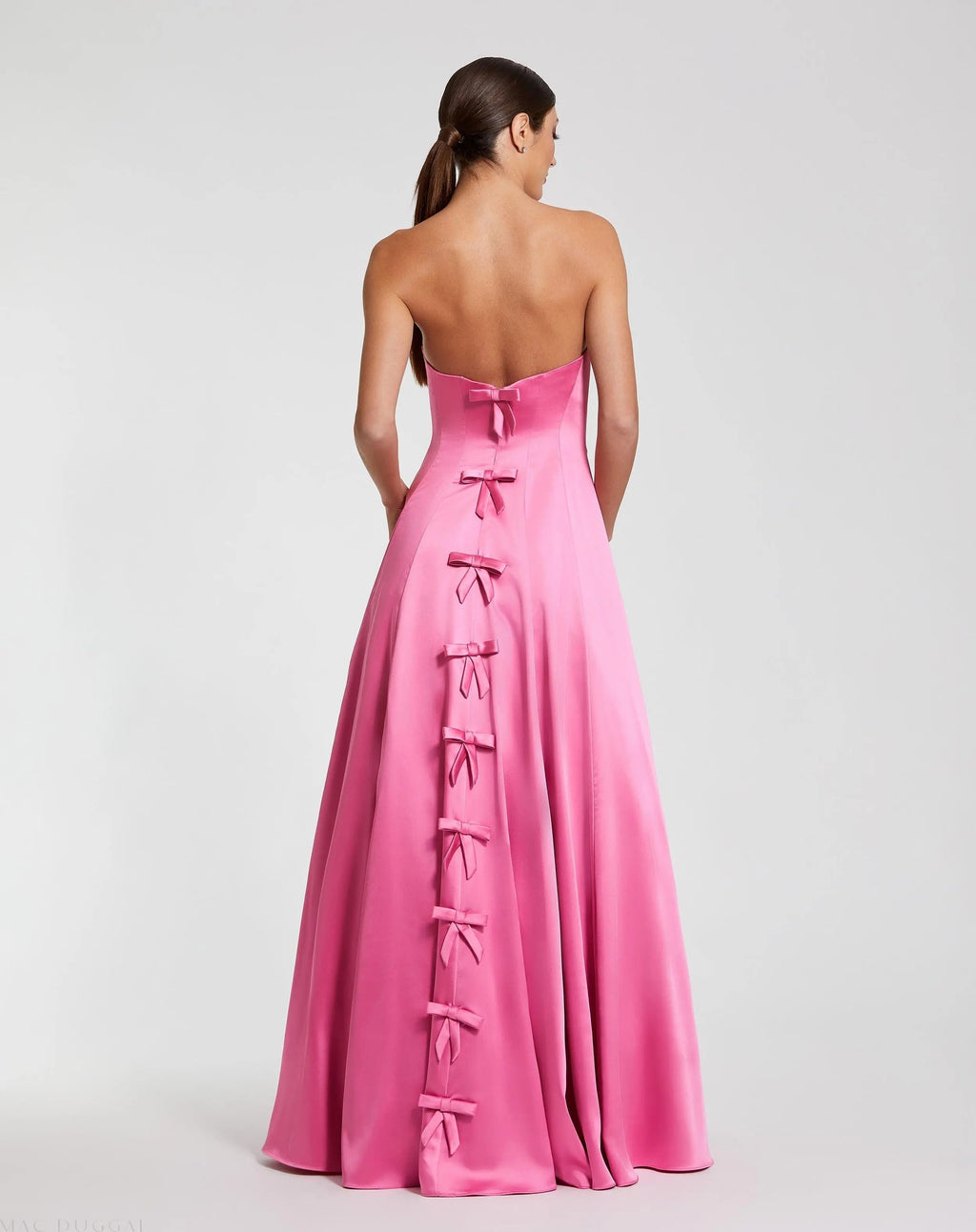 Women's Pink Dress Satin Strapless - Black