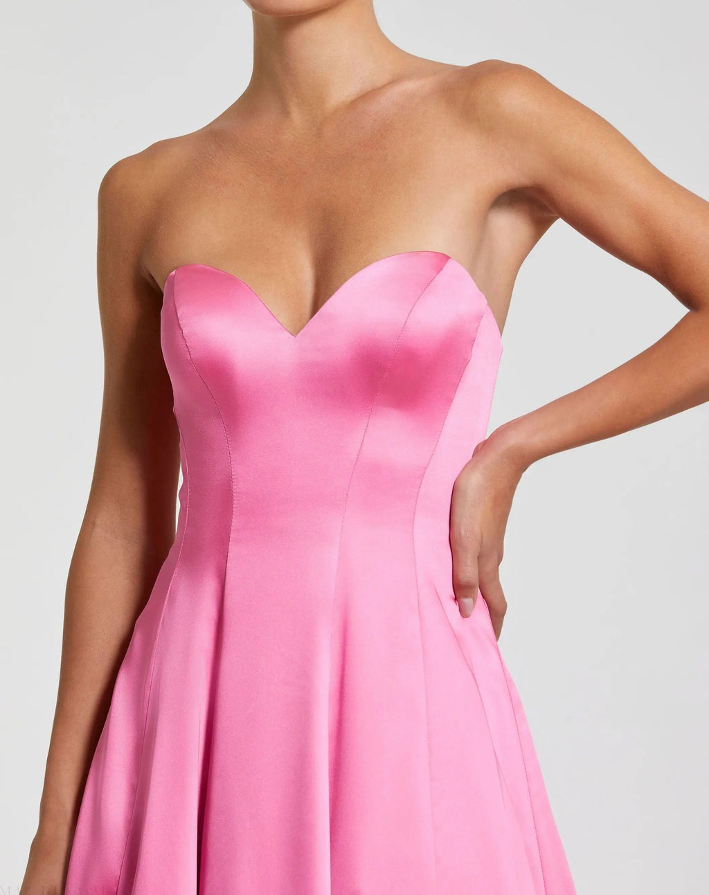 Women's Pink Dress Satin Strapless - Black