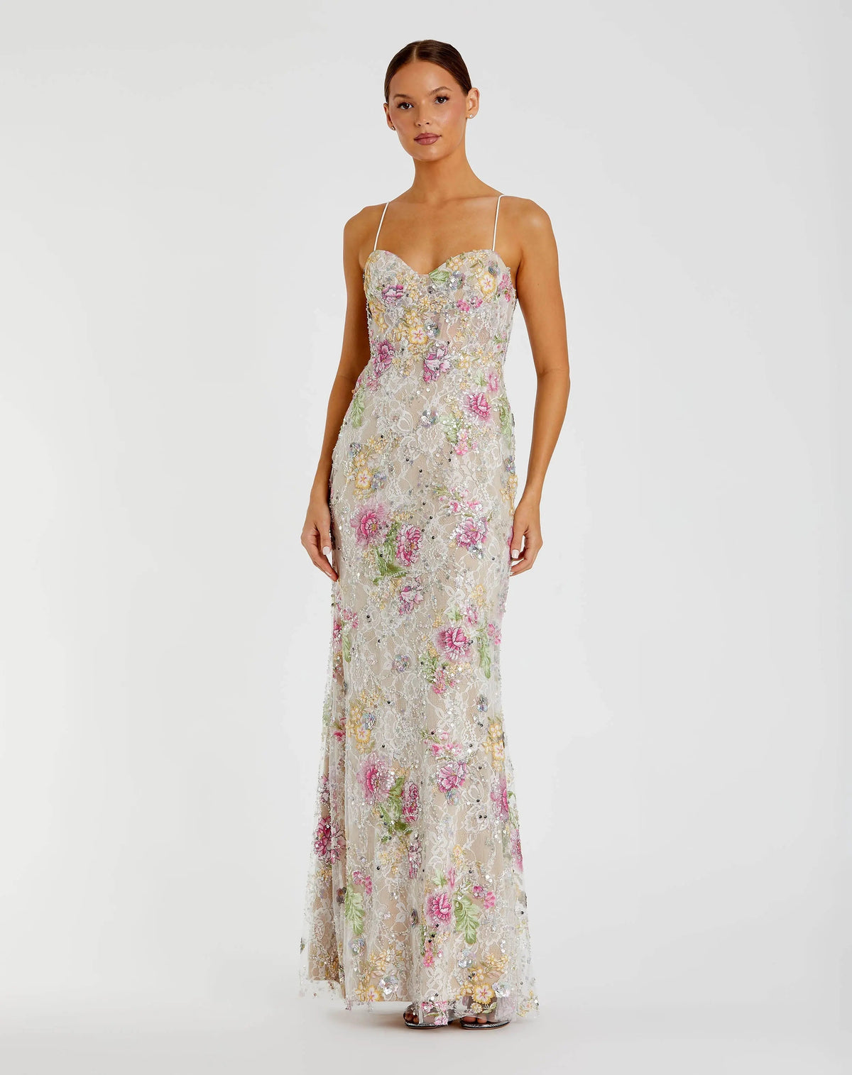 Women's Ivory Dress Floral - Black Lace Sequin