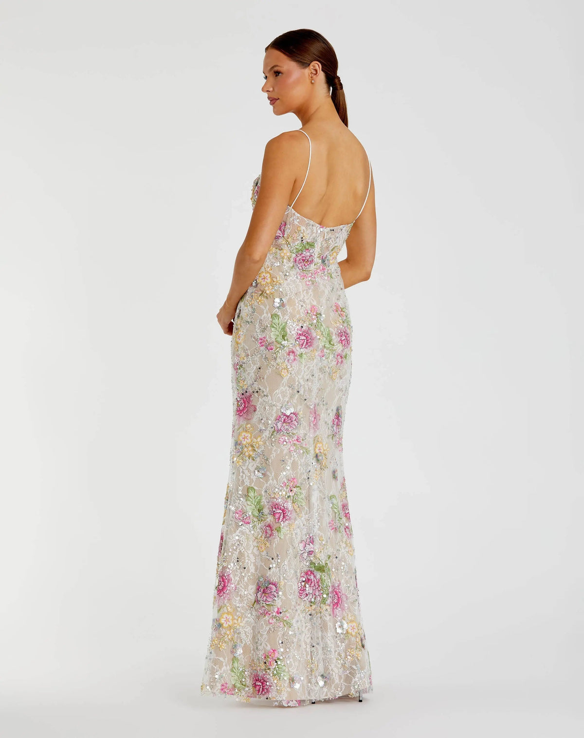 Women's Ivory Dress Floral - Black Lace Sequin