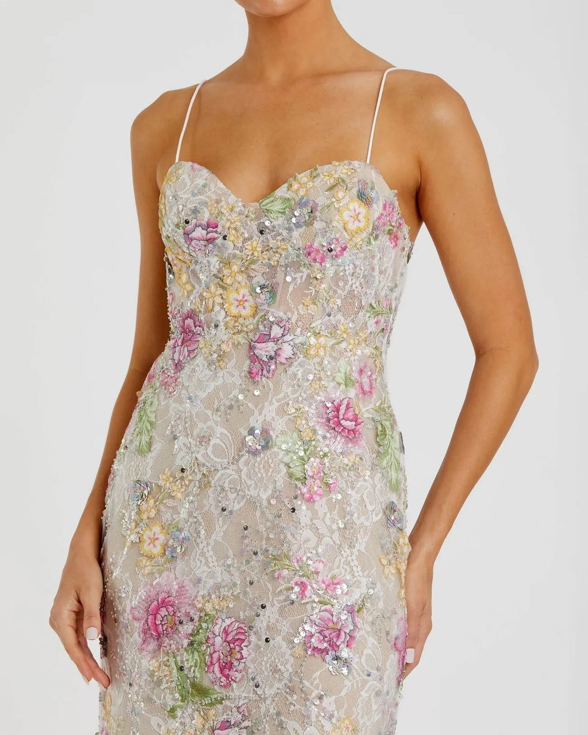 Women's Ivory Dress Floral - Black Lace Sequin