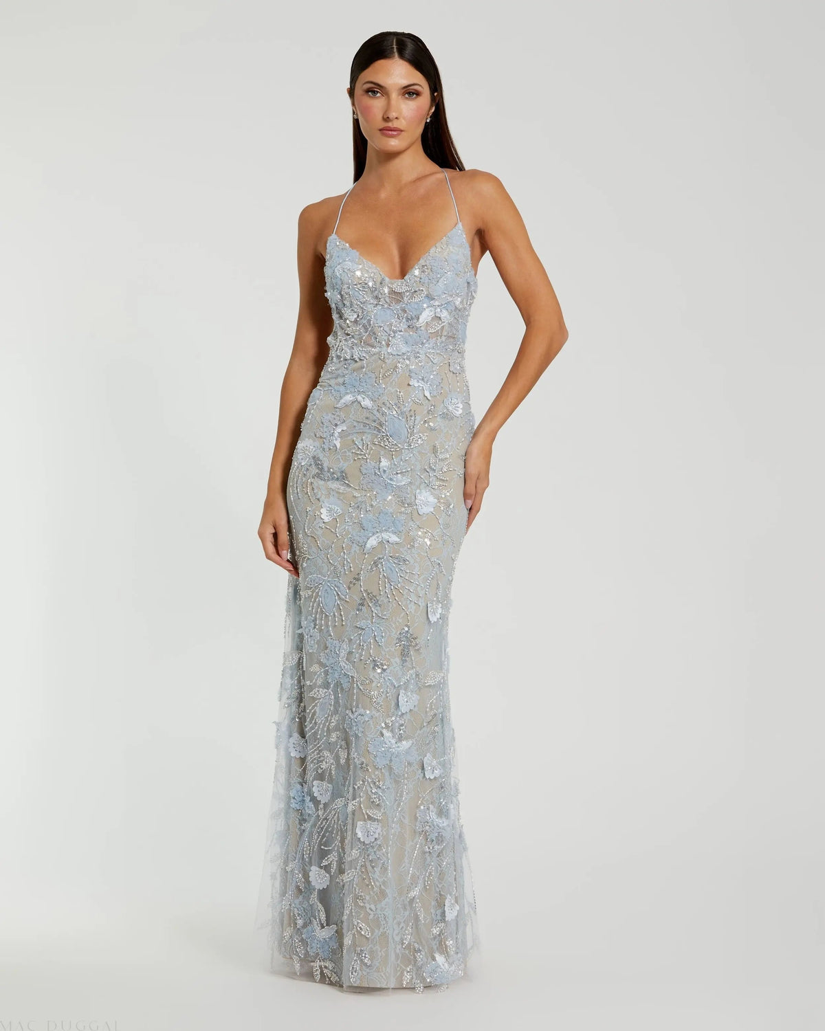 Women's Blue Dress Sleeveless - Blue Lace Sequin