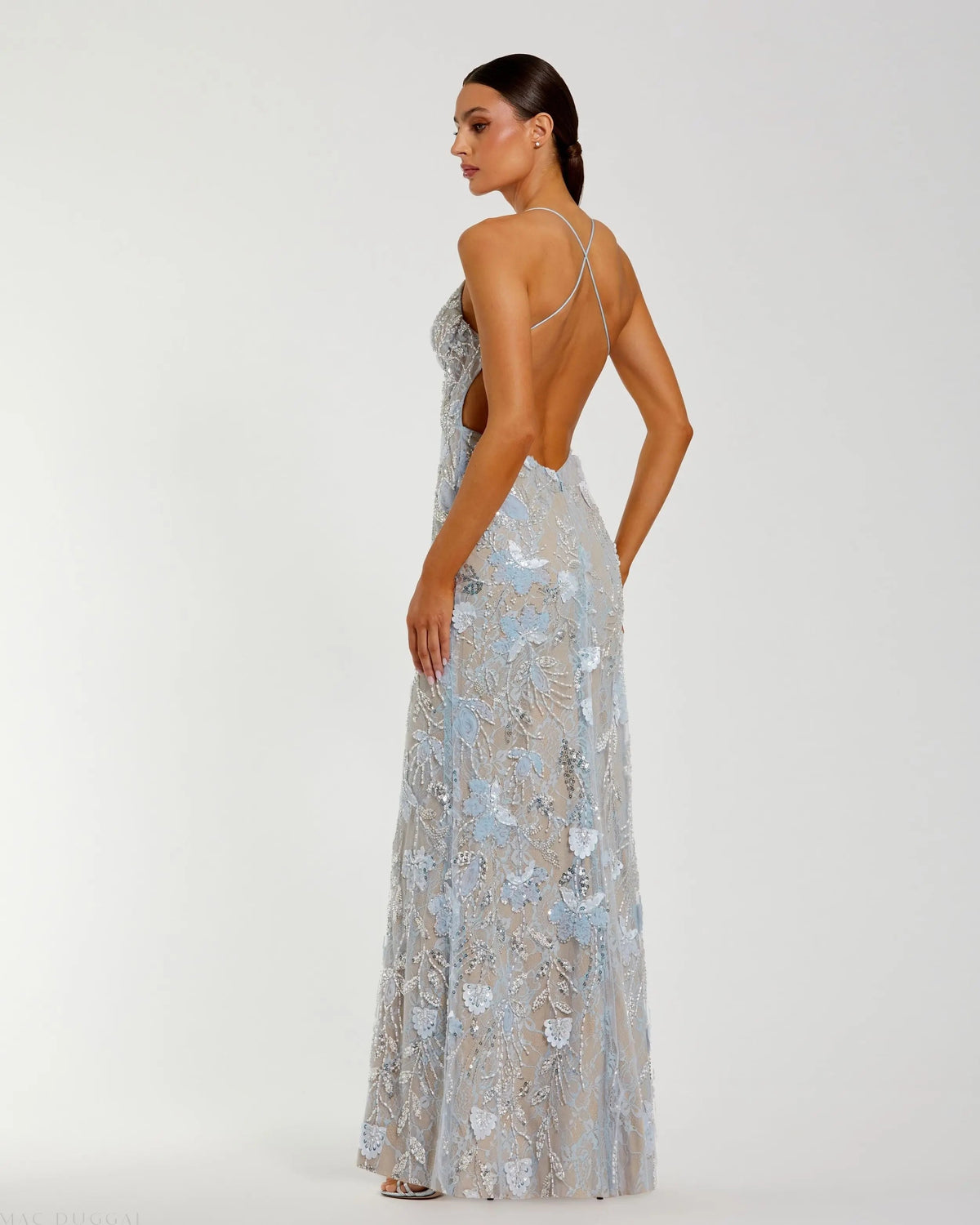 Women's Blue Dress Sleeveless - Blue Lace Sequin