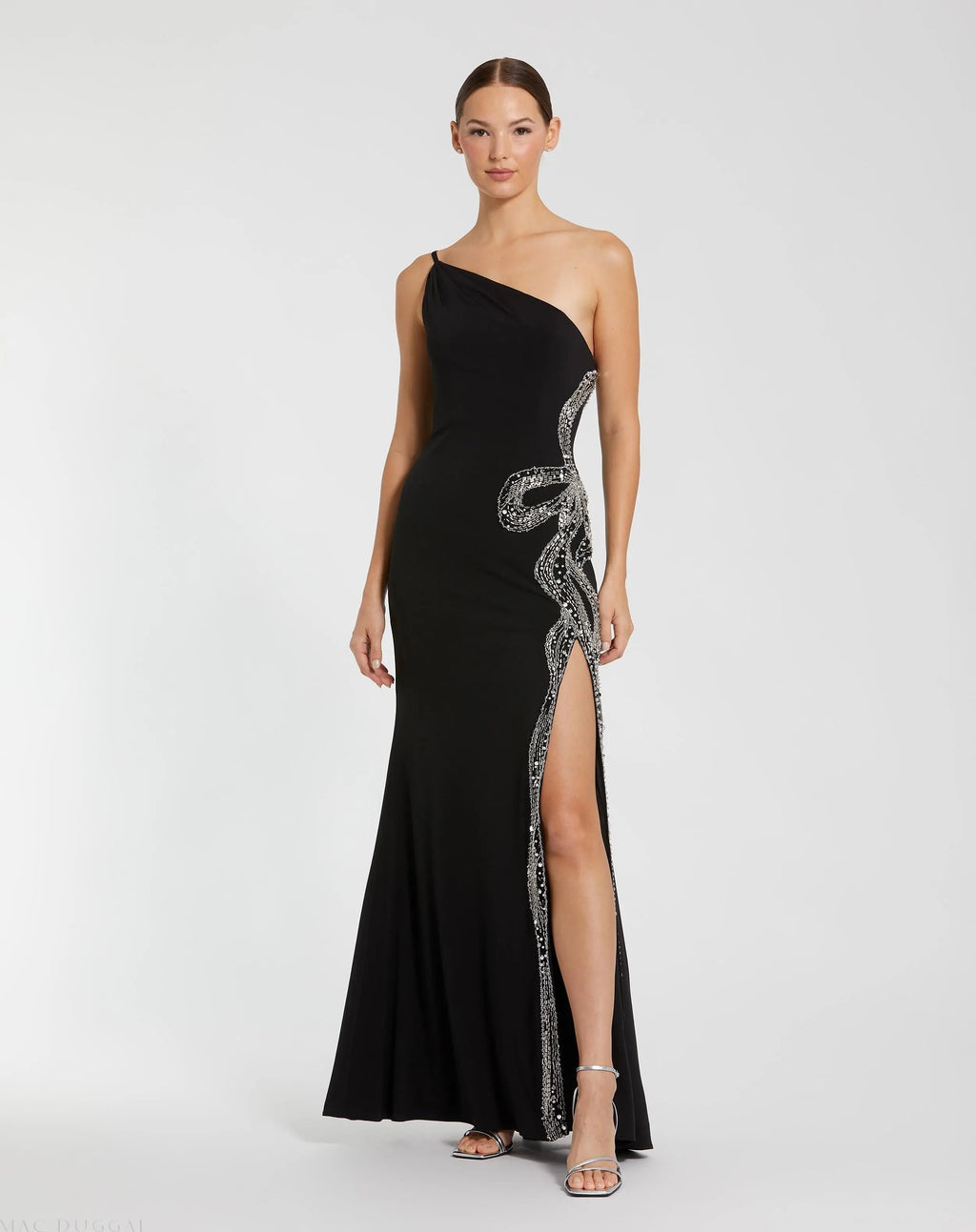 Women's Black Dress - Black Sequin One-Shoulder