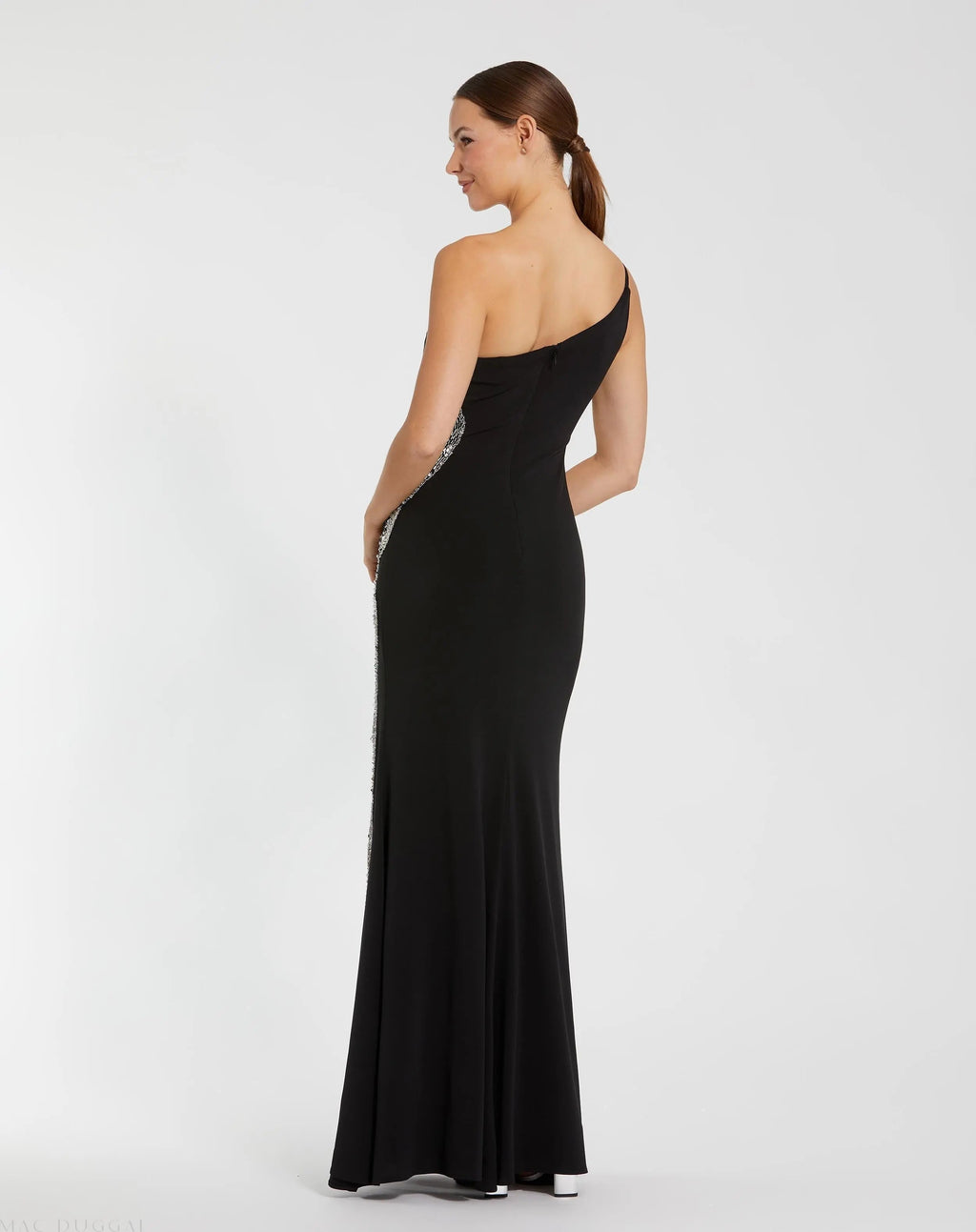 Women's Black Dress - Black Sequin One-Shoulder
