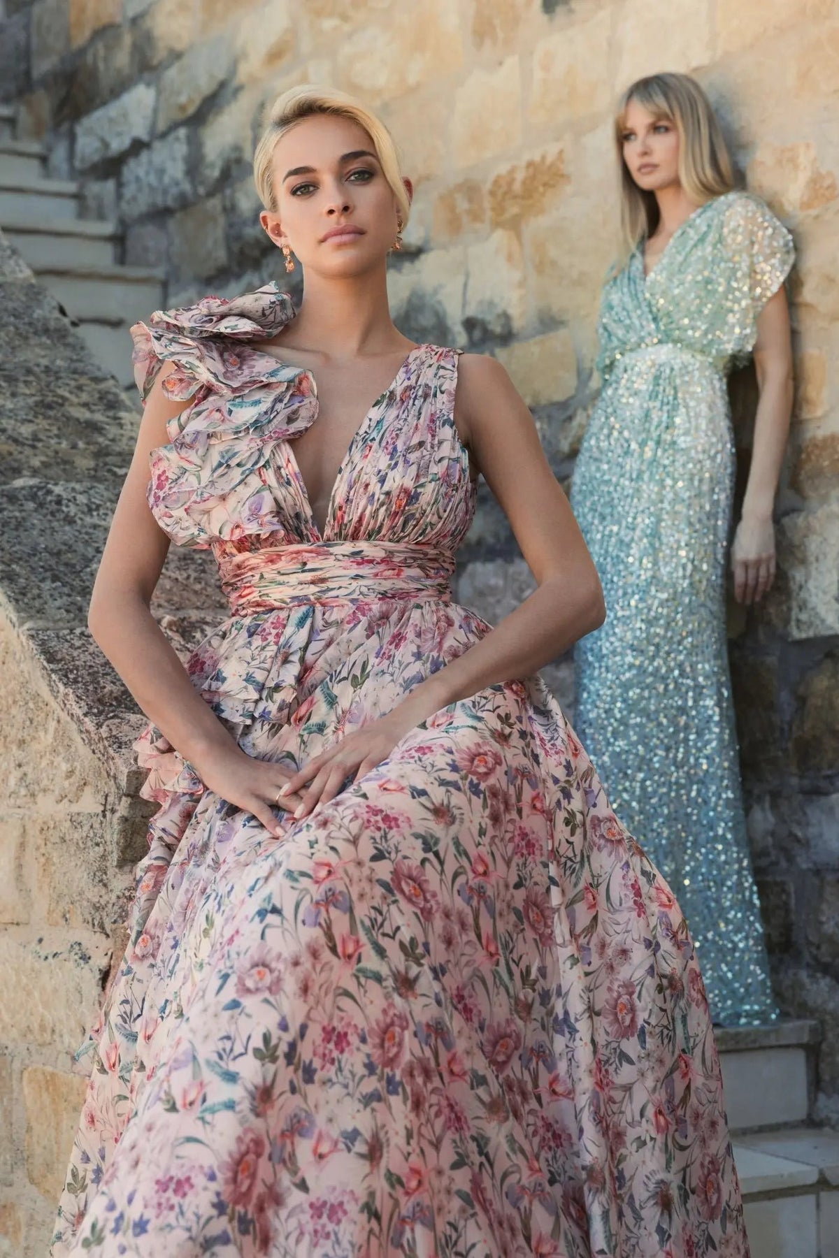 Women's Pink Dress Floral Sleeveless - 68947