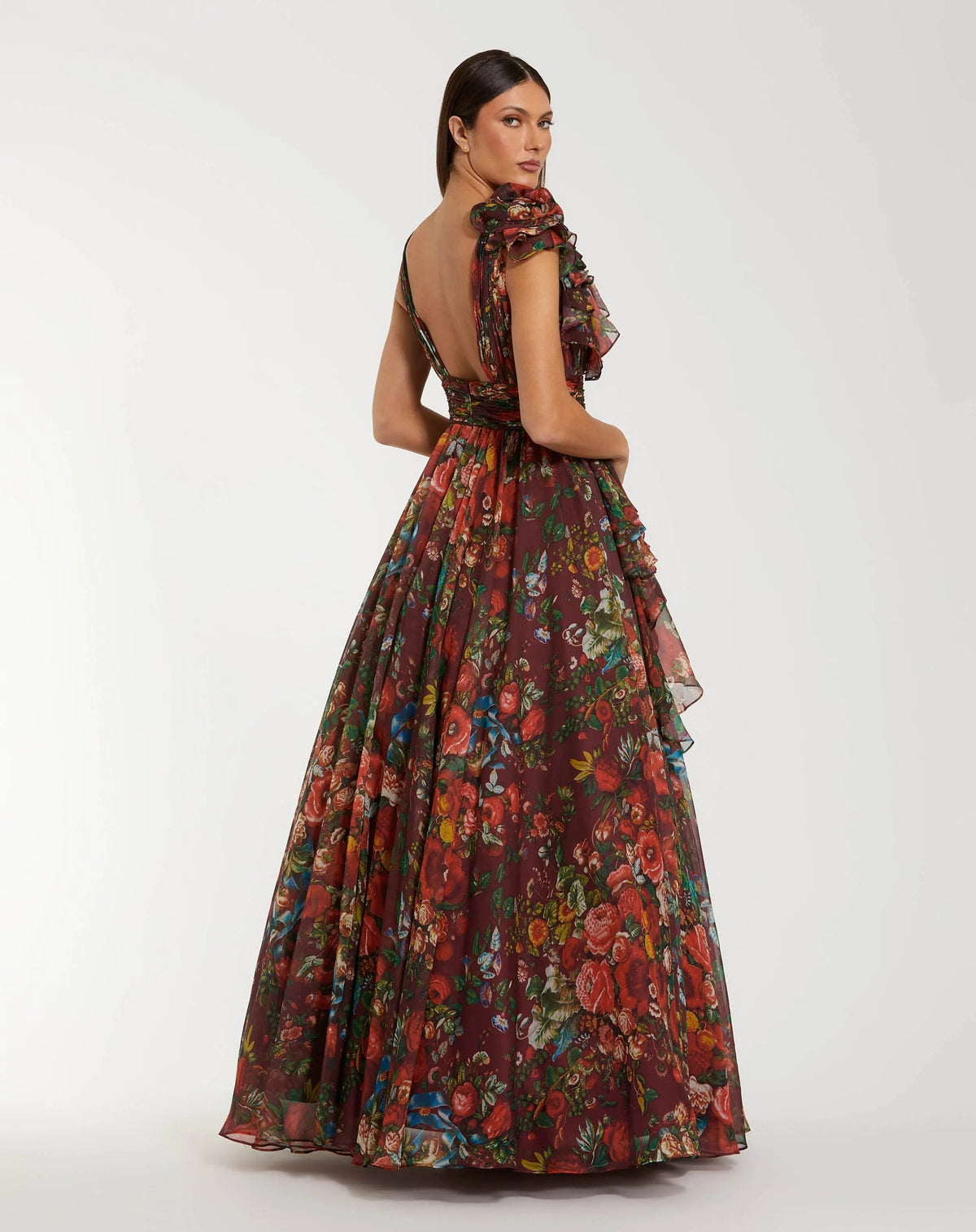 Women's Dress Floral Sleeveless - Black Ruched Ruffle