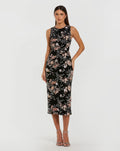 Women's Black Midi Dress Sequin Velvet