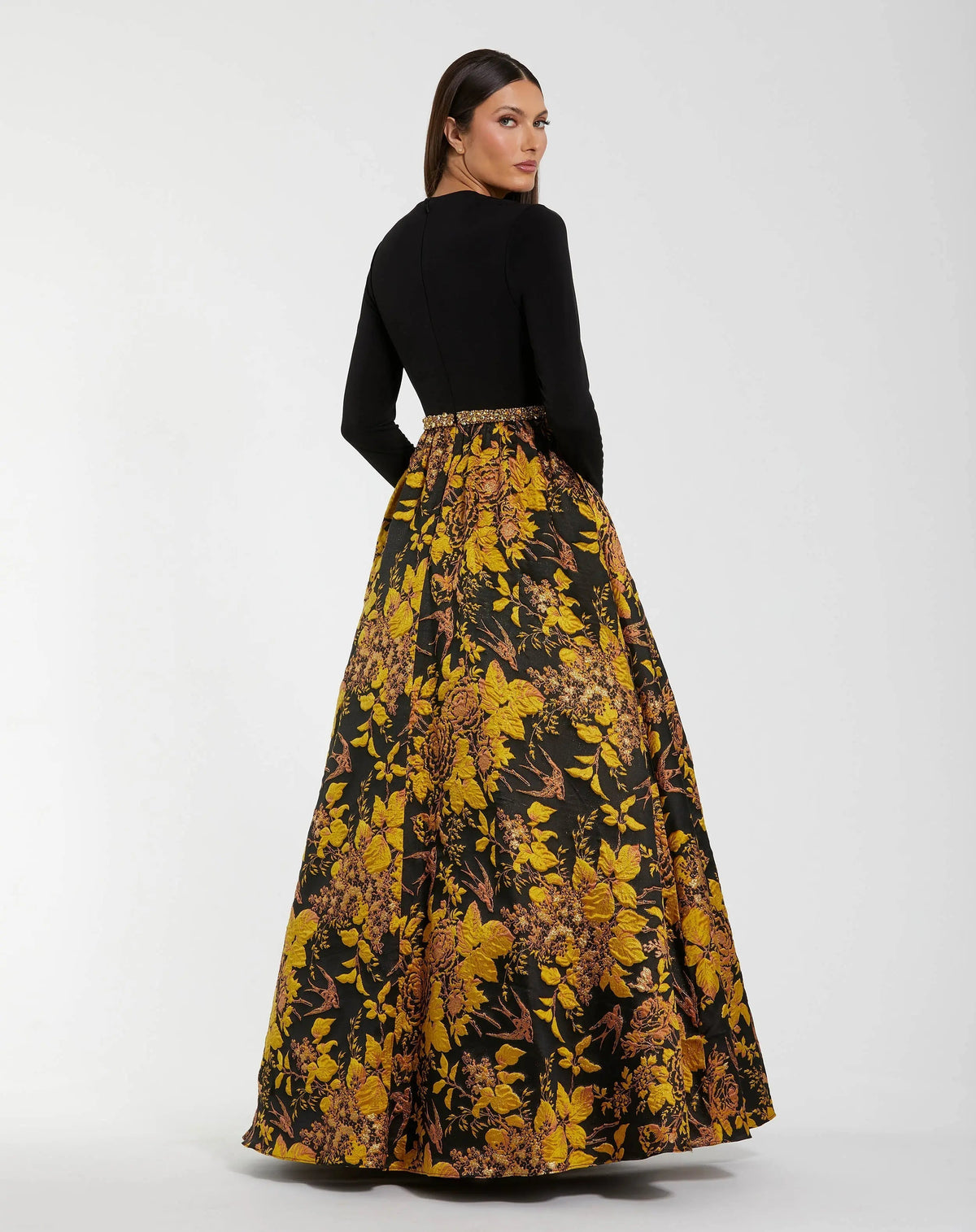 Women's Black Dress - Black Floral Ruched