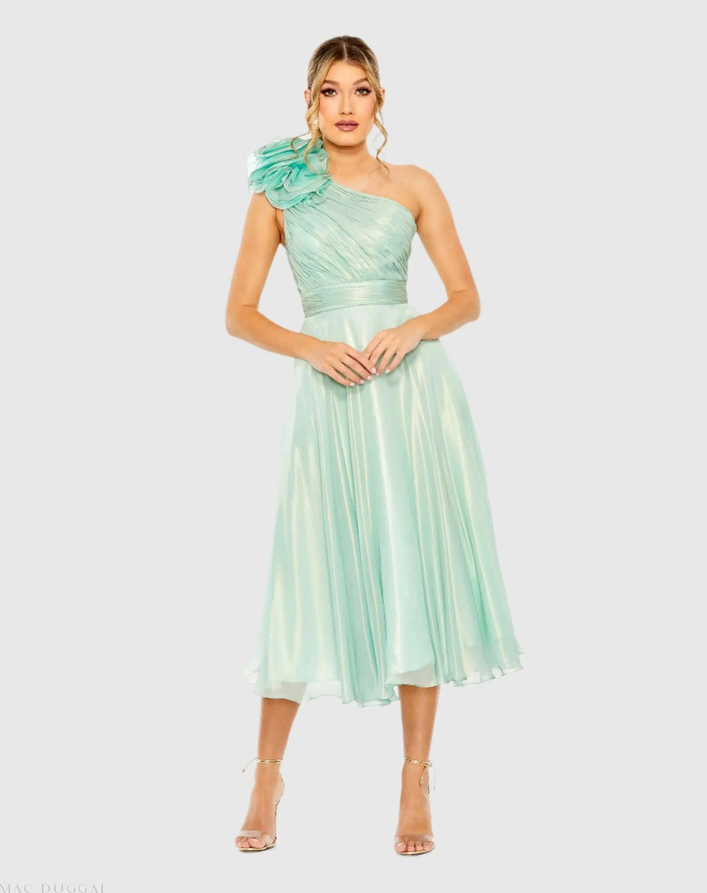 Women's Green Dress One Shoulder - Green Ruffle One-Shoulder