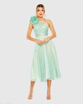 Women's Green Dress One Shoulder - Green Ruffle One-Shoulder