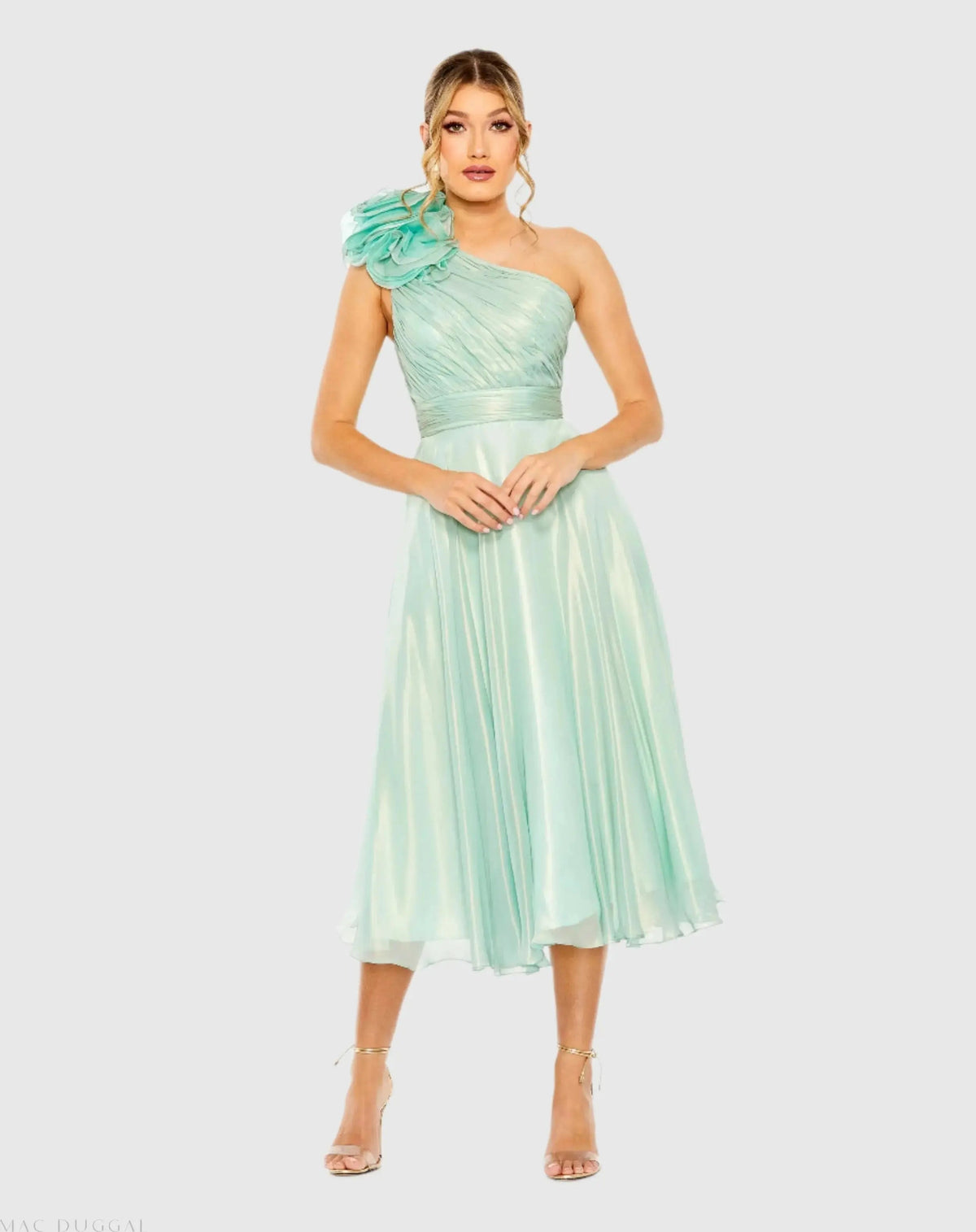 Women's Green Dress One Shoulder - Green Ruffle One-Shoulder