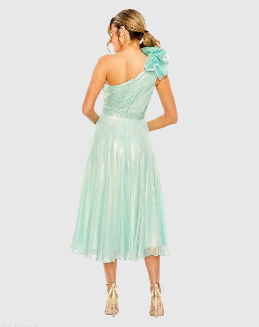 Women's Green Dress One Shoulder - Green Ruffle One-Shoulder