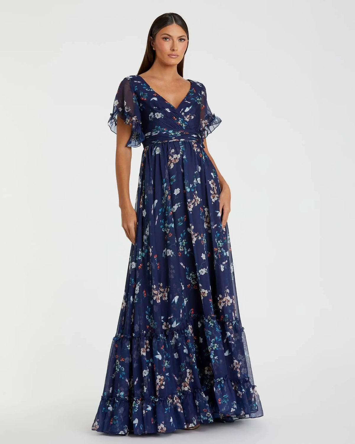 Women's Maxi Dress Floral - Ruched Ruffle