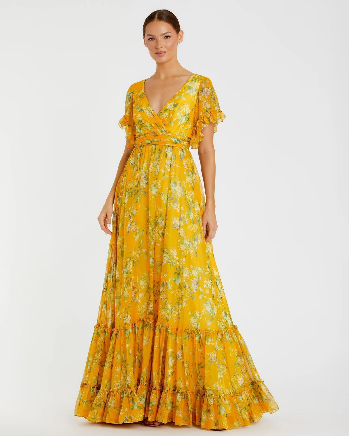Women's Maxi Dress Floral - Ruched Ruffle