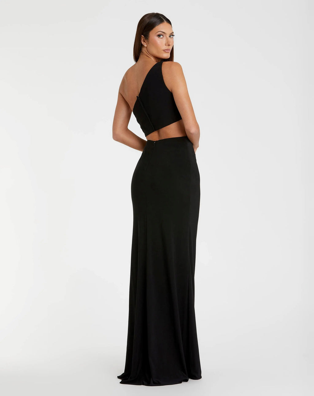 Women's Black Dress Ruched One Shoulder - Black One-Shoulder Cutout