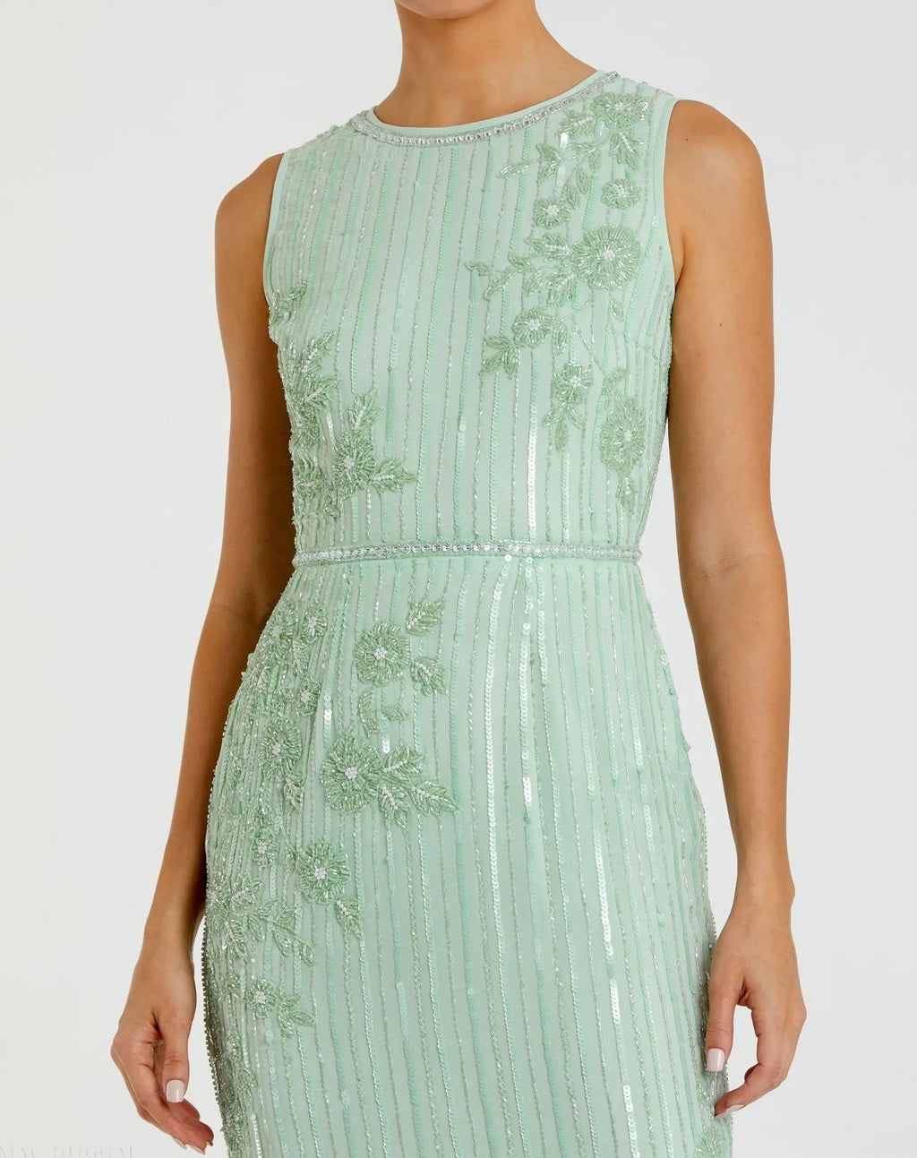 Women's Green Midi Dress Floral Sleeveless - Green Sequin